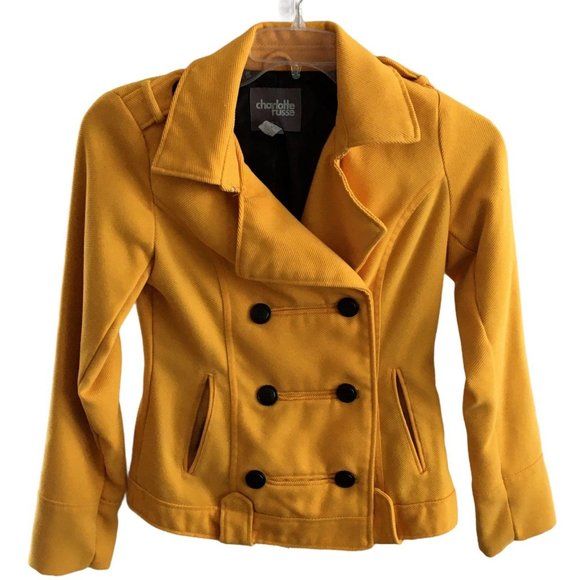 Charlotte Russe Jackets & Blazers - Charlotte Russe Yellow Jacket Corduroy Pea Coat S